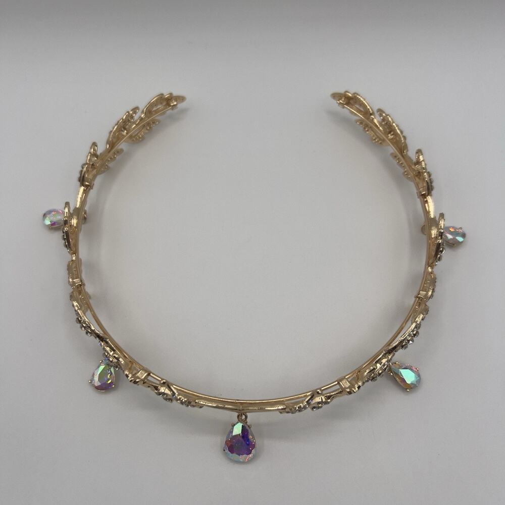 Gold Elf Fairy Tiara with Iridescent Gem & 4 Elf Ears Halloween Cosplay Princess - Picture 7 of 12